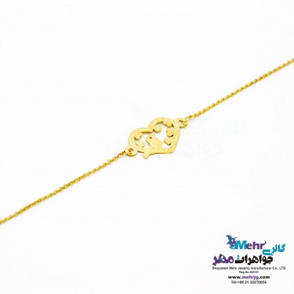 دستبند طلا - طرح پرنده‌ی عاشق-SB0084